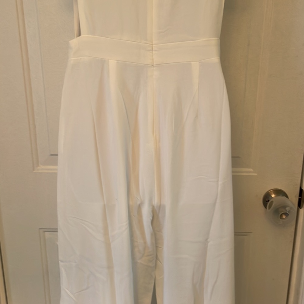 NWT Sugar Lips White Good Vibes V-neck Wide Leg Jumpsuit SZ  L - Picture 8 of 10